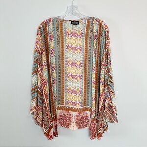 Angie Vibrant Orange Cream Small Boho Kimono